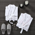 Chelsea Piped Waffle Robe in White with Pink Piping