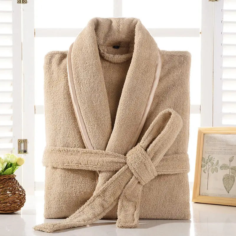 Men's White Terry Fleece Bathrobe