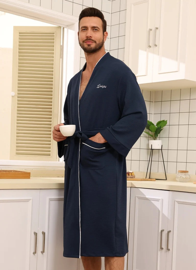 Men's Waffle Knit Quick-Dry Bathrobe