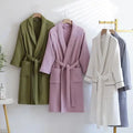 Sutton Waffle Weave Robe in Olive, Mauve, and Gray