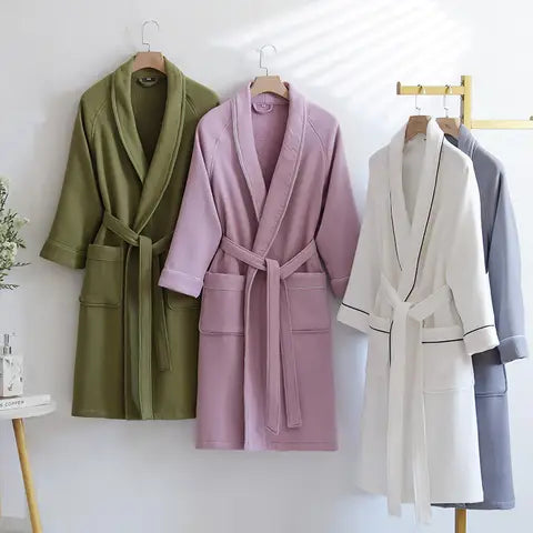 Sutton Waffle Weave Robe in Olive, Mauve, and Gray