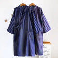 Oxford Pinstripe Kimono Robe in navy
