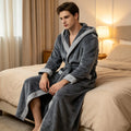 Men's Hooded Plush Fleece Robe