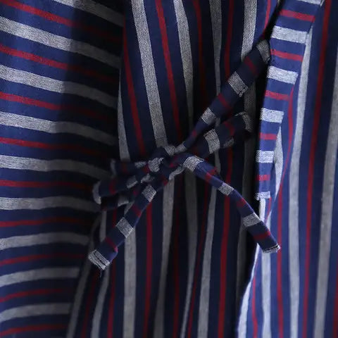 Oxford Pinstripe Kimono Robe - additional view